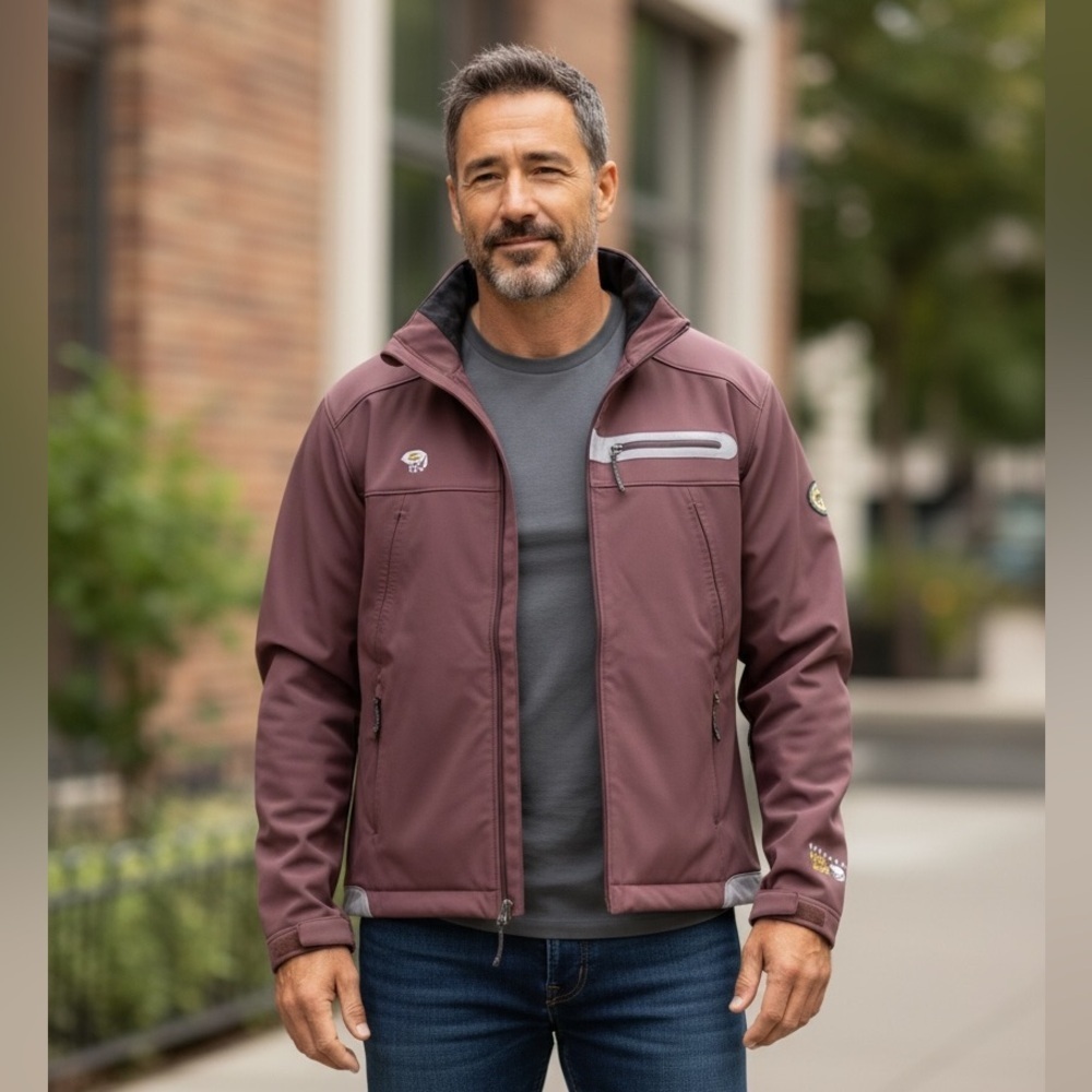 Mountain Hardwear Men’s Softshell Large Jacket Burgundy Full Zip Outdoor Hiking